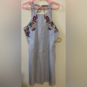 Speechless Girls White/Blue/Chambray Striped Floral Straps dress, 7